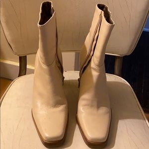 Candies ankle boots cream color wooden heel